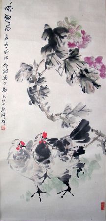 作者：赵良翰&nbsp;《芙蓉双鸡》&nbsp;￥：赏真阁藏品&nbsp;单击鼠标查看详细介绍！