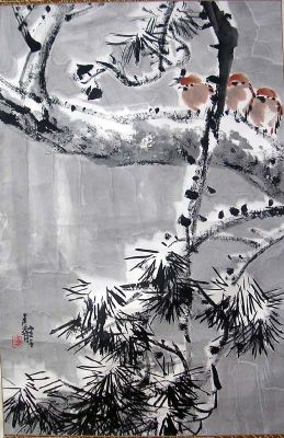 作者：张继馨&nbsp;张继馨花鸟 68*45 立轴旧裱&nbsp;￥：赏真阁藏品&nbsp;单击鼠标查看详细介绍！