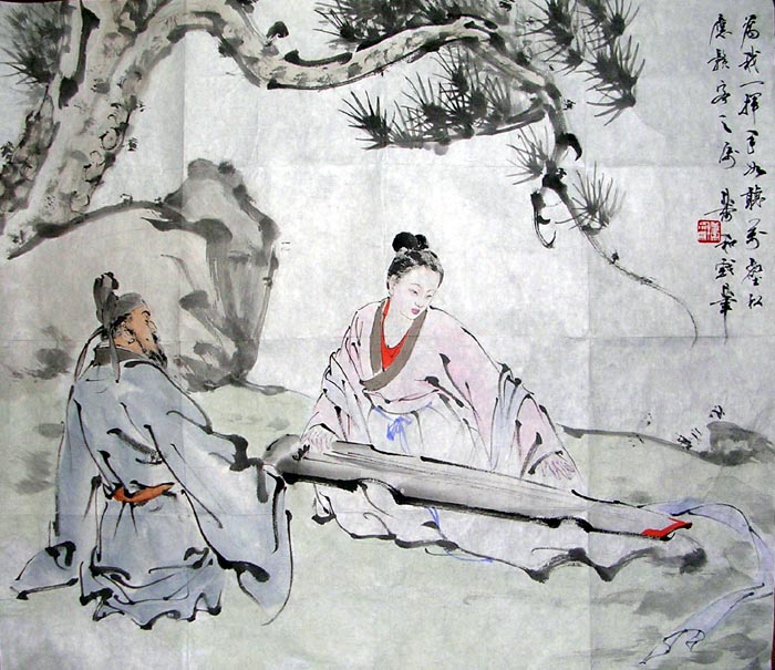 作者：萧和&nbsp;人物  松荫抚琴&nbsp;￥：协商&nbsp;单击鼠标查看大图！