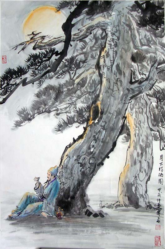 作者：傅二石&nbsp;山水《月下独酌》&nbsp;￥：18000&nbsp;单击鼠标查看大图！