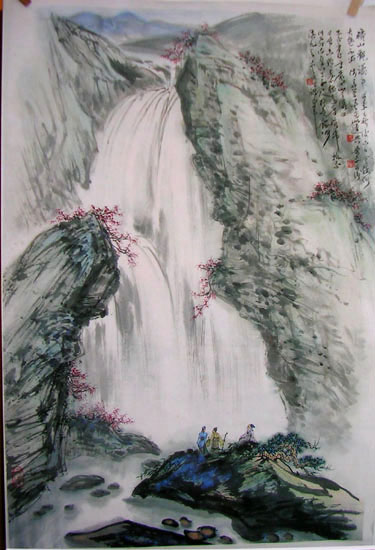 作者：萧 平&nbsp;山水  观瀑图&nbsp;￥：赏真阁藏品&nbsp;单击鼠标查看大图！
