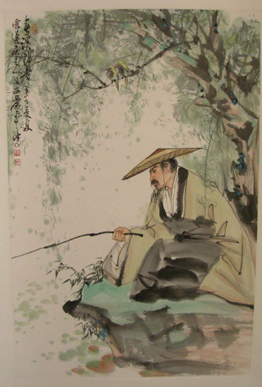 作者：萧 平&nbsp;人物  柳溪垂钓&nbsp;￥：赏真阁藏品&nbsp;单击鼠标查看大图！