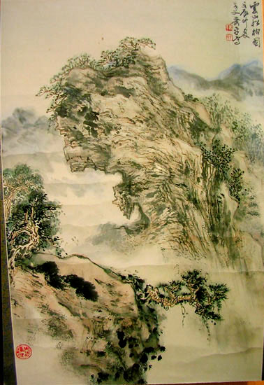 作者：萧 平&nbsp; 云山松柏&nbsp;￥：赏真阁藏品&nbsp;单击鼠标查看大图！