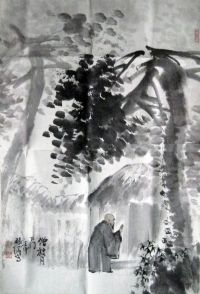 作者：张伟&nbsp;人物 《僧敲月下门》&nbsp;￥：赏真阁藏品&nbsp;单击鼠标查看详细介绍！