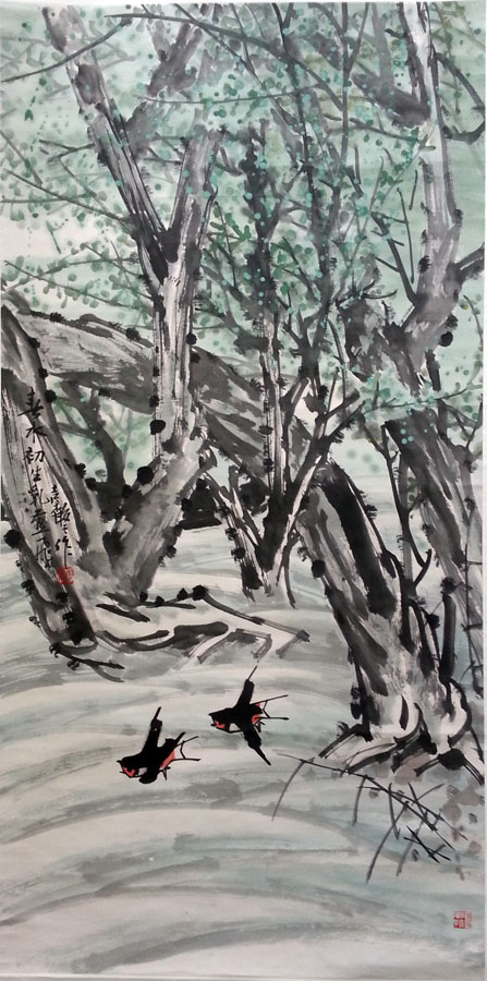 作者：张继馨&nbsp;花鸟《春水初生乳燕飞》&nbsp;￥：协商&nbsp;单击鼠标查看大图！