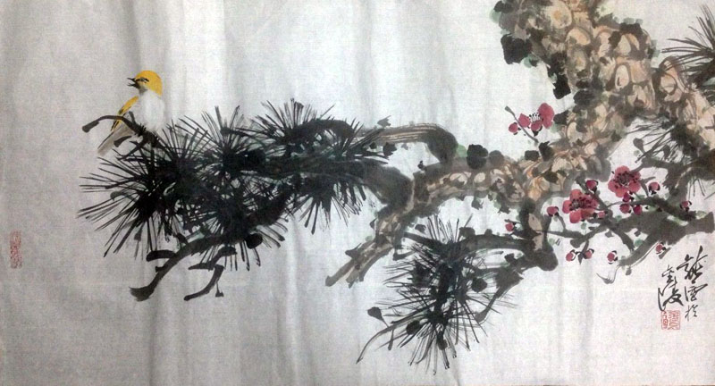 作者：徐纯原&nbsp;松雀图&nbsp;￥：協商&nbsp;单击鼠标查看大图！