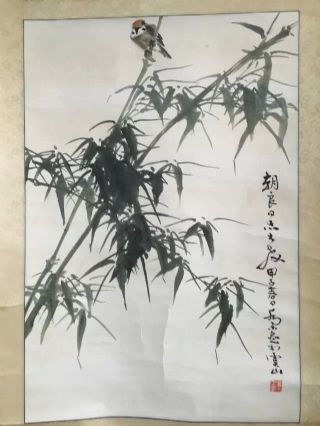 作者：乔木&nbsp;花鸟　　竹雀图&nbsp;￥：协商&nbsp;单击鼠标查看详细介绍！