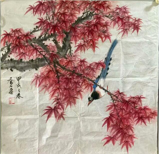 作者：乔木&nbsp;花鸟　　枫雀图&nbsp;￥：协商&nbsp;单击鼠标查看大图！