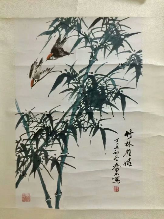 作者：乔木&nbsp;花鸟　　竹雀图&nbsp;￥：协商&nbsp;单击鼠标查看详细介绍！