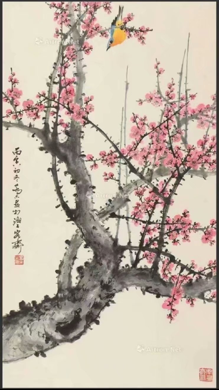 作者：乔木&nbsp;花鸟　　梅雀图&nbsp;￥：协商&nbsp;单击鼠标查看大图！