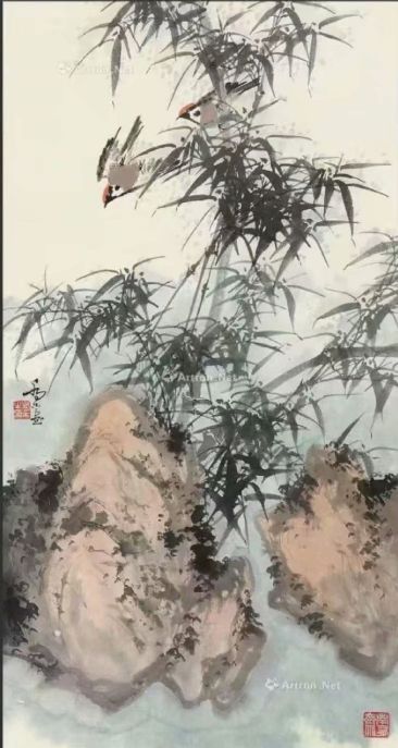 作者：乔木&nbsp;花鸟　　竹雀图&nbsp;￥：协商&nbsp;单击鼠标查看详细介绍！