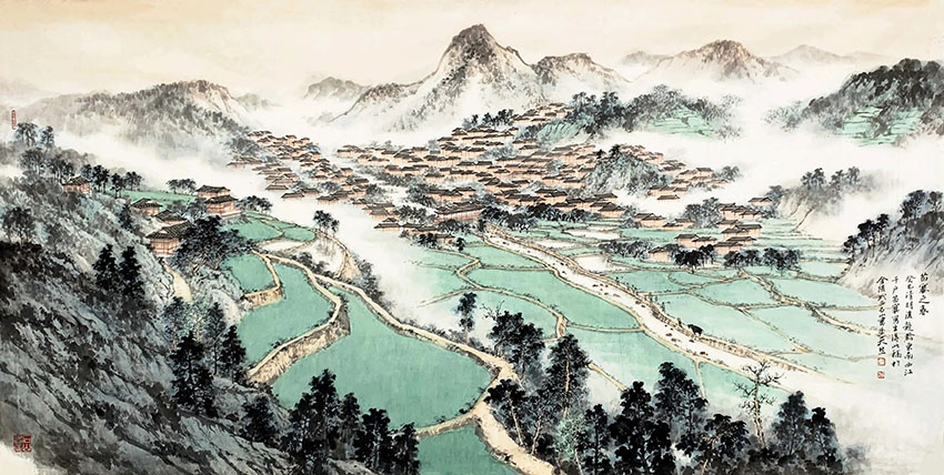 作者：许坚&nbsp;山水 苗寨之春&nbsp;￥：协商&nbsp;单击鼠标查看大图！