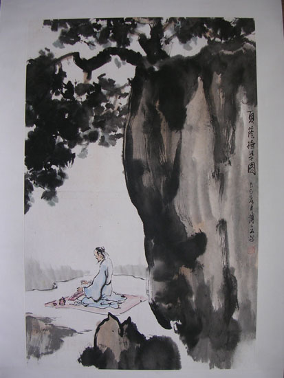 作者：傅二石&nbsp;《松荫抚琴》&nbsp;￥：协商&nbsp;单击鼠标查看大图！