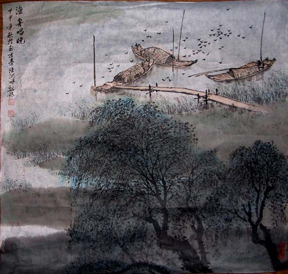 作者：魏镇&nbsp;《鱼舟唱晚》&nbsp;￥：协商&nbsp;单击鼠标查看大图！