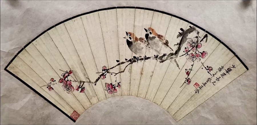 作者：张正吟&nbsp;花鸟扇面&nbsp;￥：协商&nbsp;单击鼠标查看大图！